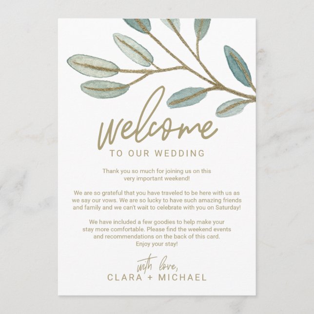 Programme Lettre de bienvenue et itinéraire de mariage au eu (Devant)