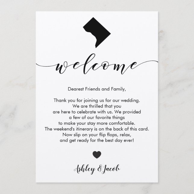 Programme Lettre de bienvenue et itinéraire du Mariage de Wa (Devant)