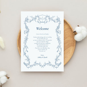 Programme Lettre et Itinéraire de Mariage Botanique Bleu Aci