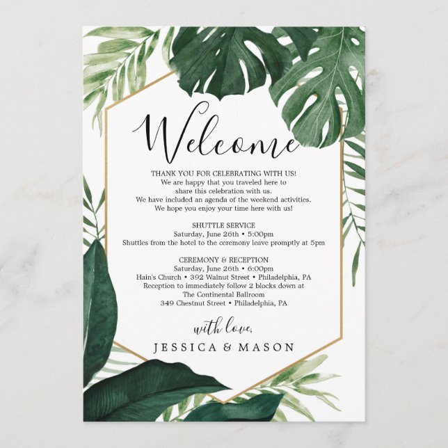 Programme LETTRE Itinéraire DE BIENVENUE Mariage de Monstère (Devant)
