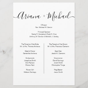 Programme Liste Mariage minimaliste Entourage simple Élégant
