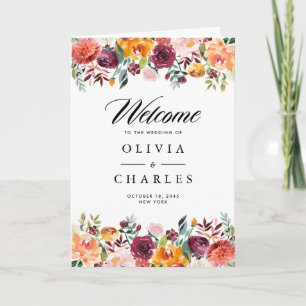 Programme Livret de cérémonie de mariage Watercolor Autumn B