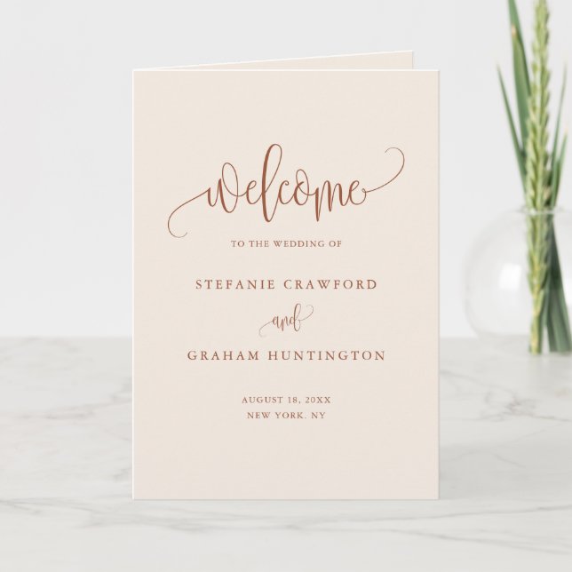Programme Livret de mariage en calligraphie jolie Bohème Ter (Devant)