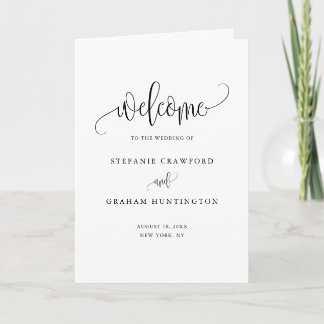 Programme Livret Mariage de script de calligraphie noire (Devant)