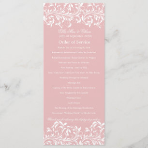 Programme L'ordre de service rose et blanc de Sarah Jane