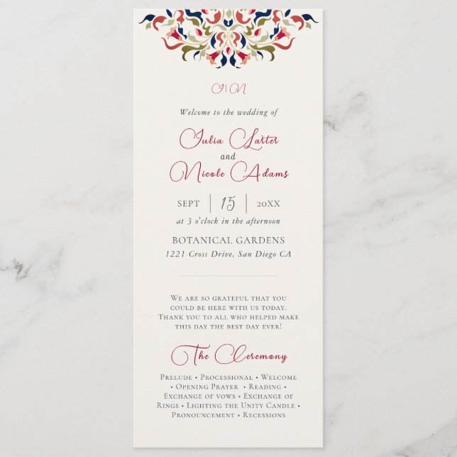 Programme Luxe Artistique Botanique Floral Mariage Paisley (Devant)