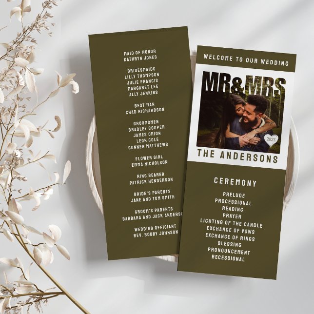 Programme M. & Mme Mariage de coeur du bloc photo (Mr & Mrs Photo Block Heart Wedding Program
)