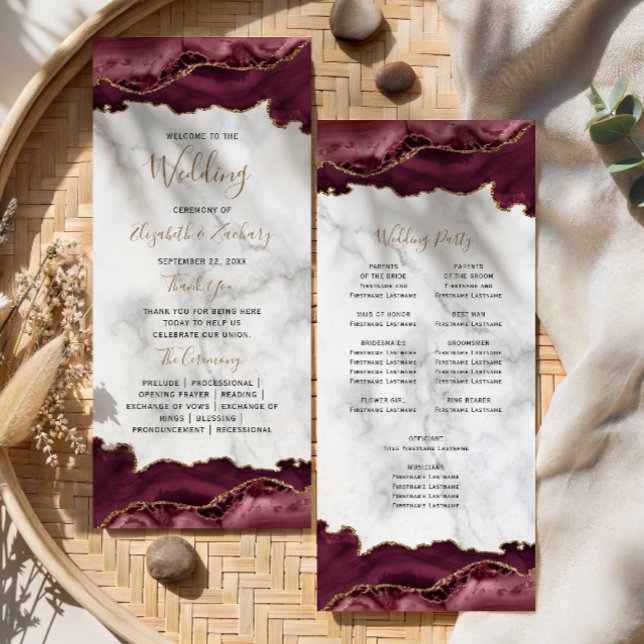 Programme Mariage à bille de script d'agate d'or de Bourgogn (Créateur téléchargé)