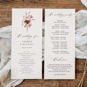 Programme Mariage Automnal Élégant aux Fleurs Sauvages Bohèm