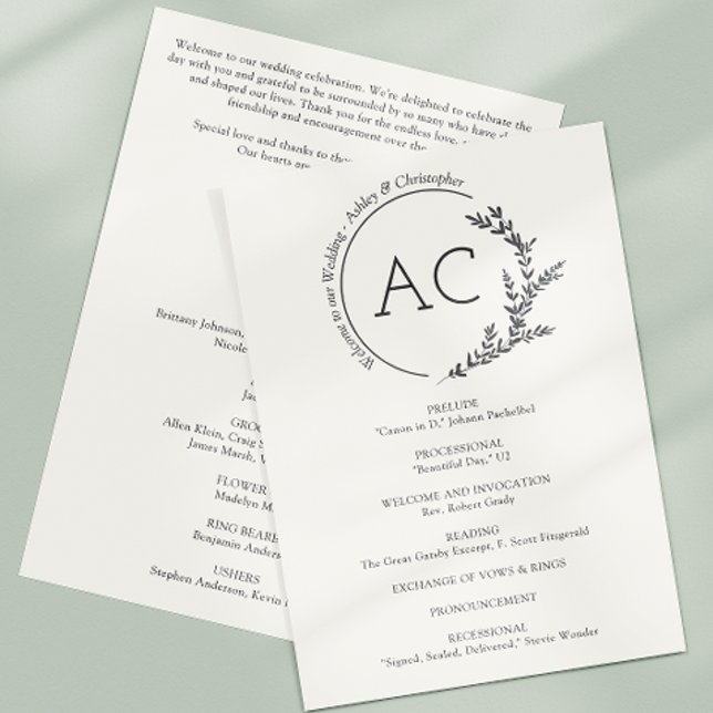 Programme Mariage blanc doux pour cadre de feuillage minimal (Créateur téléchargé)