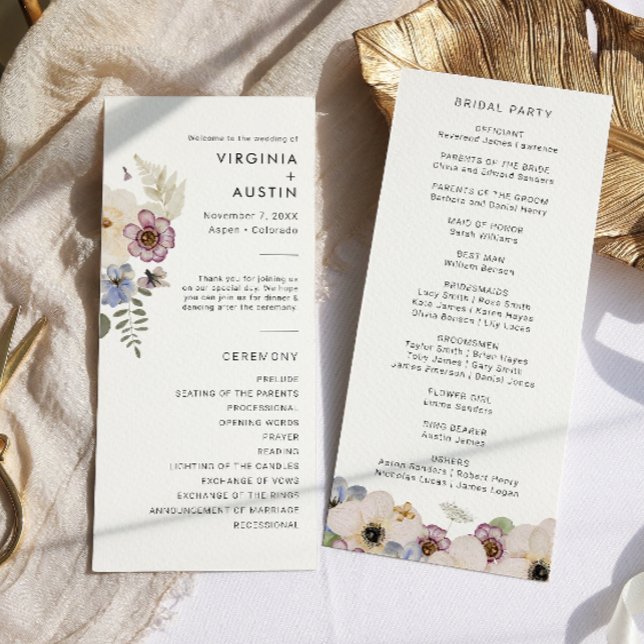 Programme Mariage Bohème Moderne (Boho Modern Floral Wedding Program by Painted Paperie
)