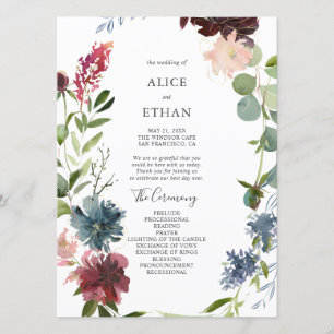 Programme Mariage botanique moderne d'eucalyptus de