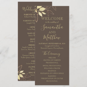 Programme Mariage botanique Taupe Beige et Or