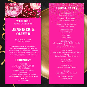 Programme Mariage Boules Rétro Disco Paillettes Rose Gras Ch