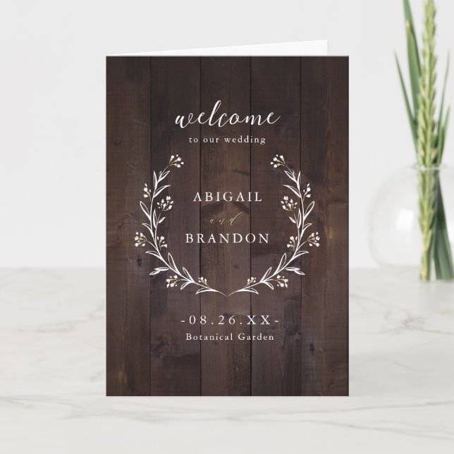 Programme Mariage campagnard Floral Boho Rustique Grange Boi (Devant)