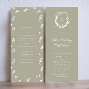 Programme mariage classique de sauge vert monogramme