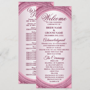 Programme Mariage d'accueil Dusty Rose Blush rose Cadre mode