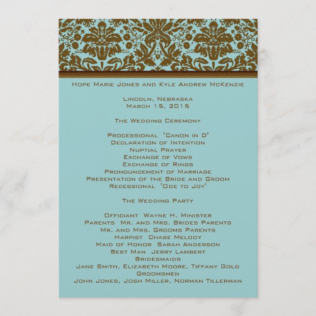 Programme Mariage damassé Brown (Devant)