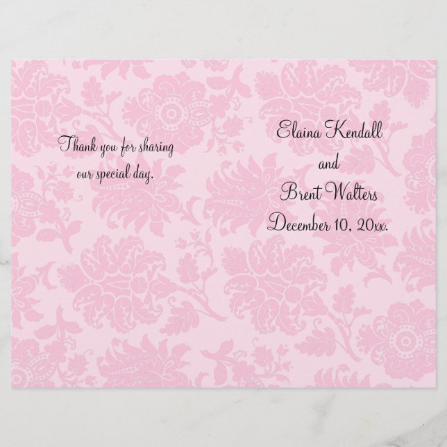 Programme Mariage damassé de Victoria (Devant)