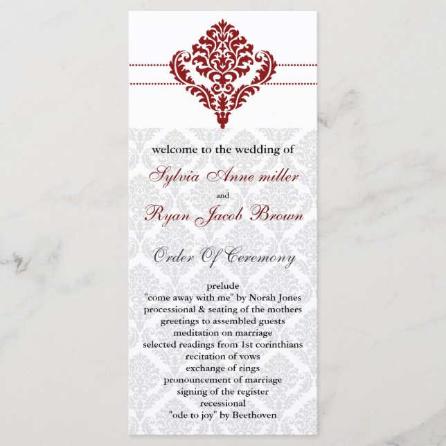 programme mariage damassé rouge (Devant)