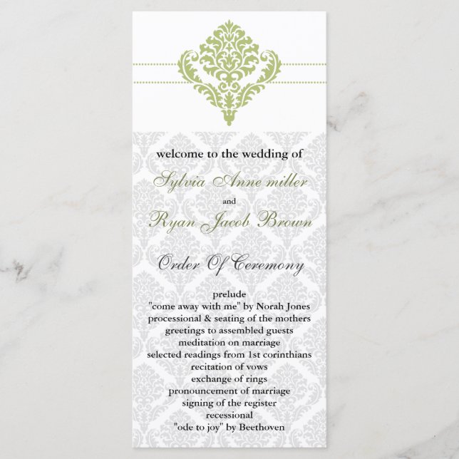 programme mariage damassé vert (Devant)