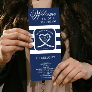 Programme Mariage d'Ancre du coeur rayé bleu marine