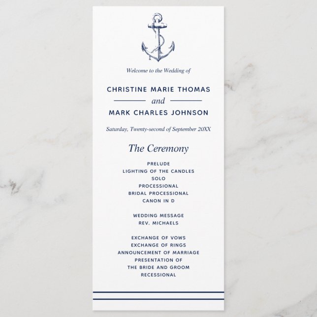 Programme Mariage d'Ancres de la marine nautique (Devant)