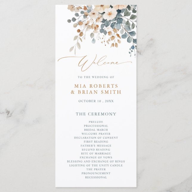 Programme Mariage d'aquarelle florale moelleuse (Devant)