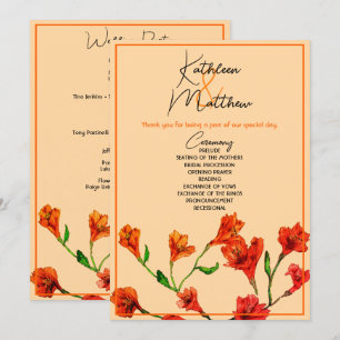 Programme Mariage d'aquarelle orange