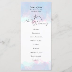 Programme Mariage d'aquarelle Pastel noir feuille orange