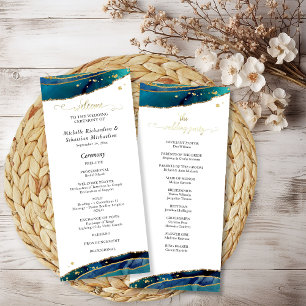 Programme Mariage d'aquarelle turquoise Gold Agate