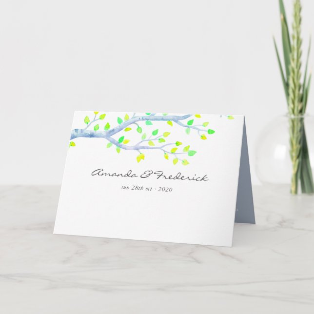 Programme Mariage d'arbre de bouleau de printemps aquarelle (Devant)