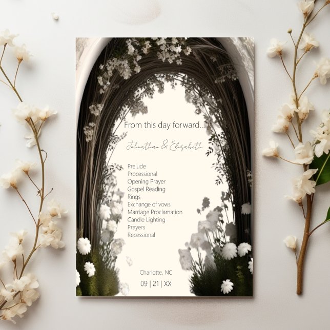 Programme Mariage d'arche botanique romantique (Romantic Boho Botanical Arch Wedding Program)