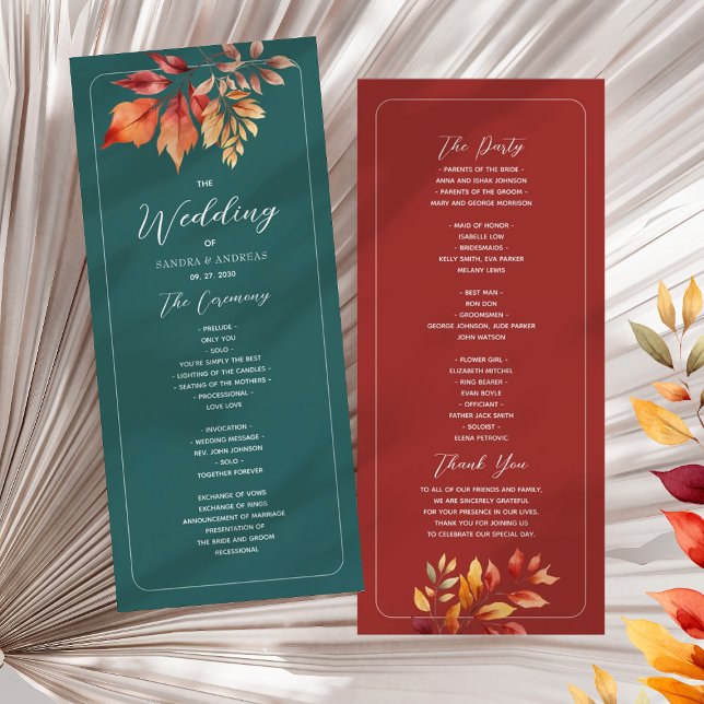 Programme Mariage de automne Boho turquoise (Créateur téléchargé)