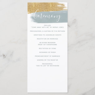 Programme Mariage de calligraphie minimaliste Dusty Blue Gol