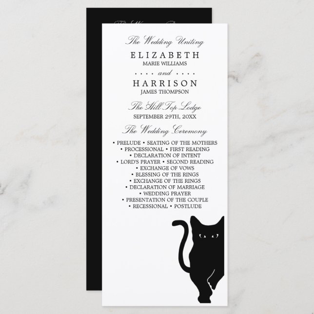Programme Mariage de chat noir Whimsical moderne (Devant / Derrière)