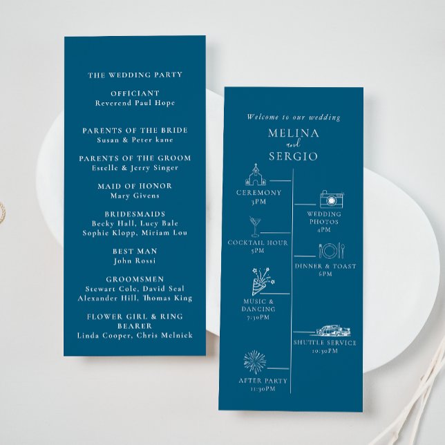 Programme Mariage de chronologie minimaliste bleu (Créateur téléchargé)