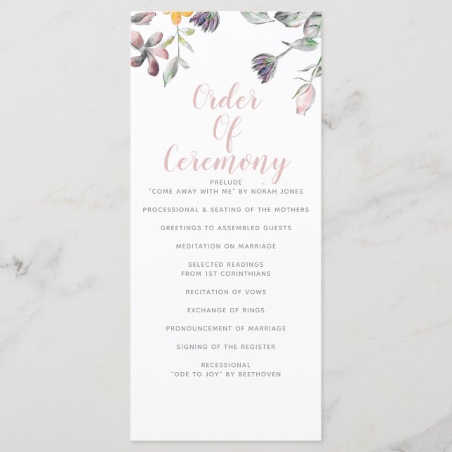 Programme Mariage de fleurs sauvages rustiques (Devant)