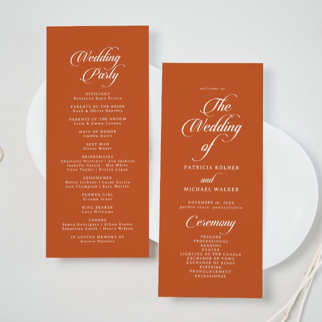 Programme Mariage de longueur de thé de calligraphie en terr (Créateur téléchargé)