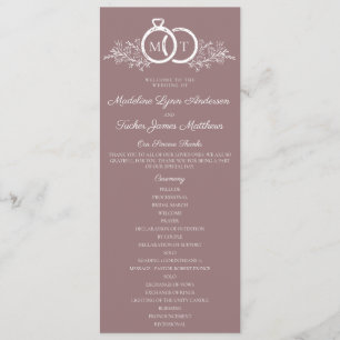 Programme Mariage de monogramme minimaliste Mariage Mauve