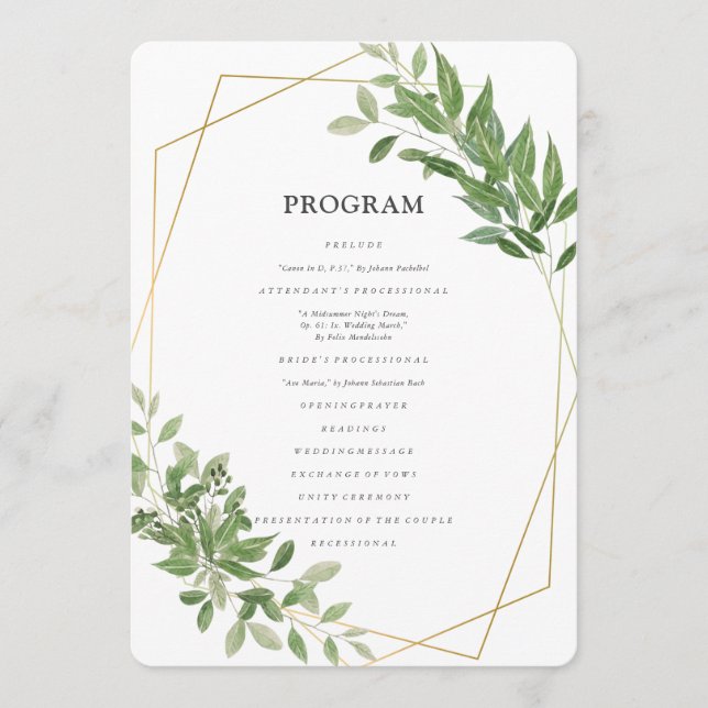 Programme Mariage de montage géométrique moderne (Devant)