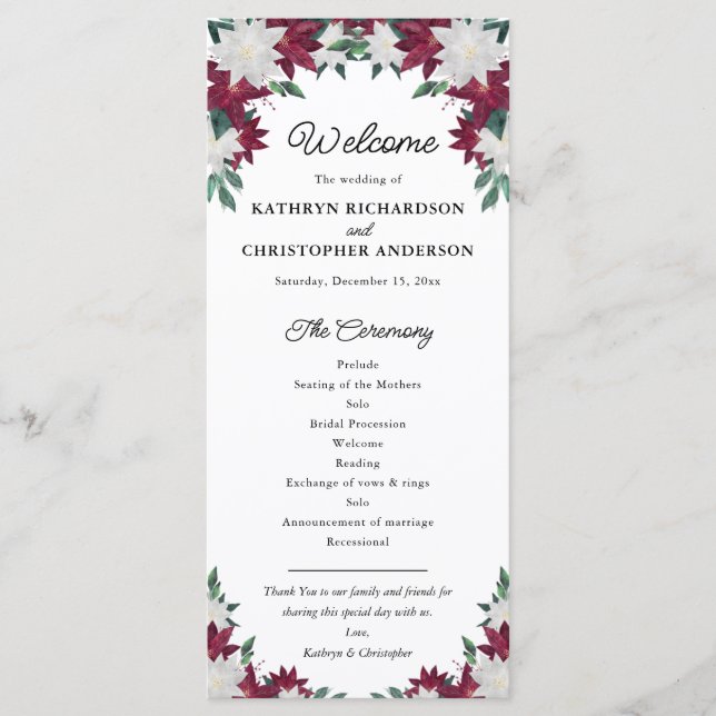 Programme Mariage de Noël de la Bourgogne et de la Poinsetti (Devant)