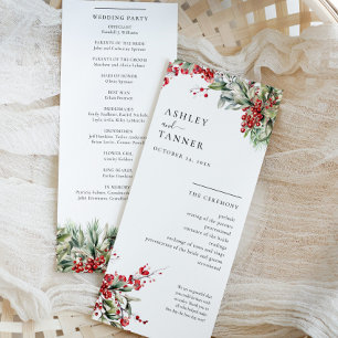 Programme Mariage de Noël hivernal floral élégant