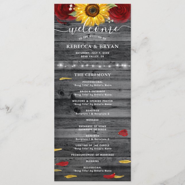 Programme Mariage de tournesol Rose d'or de Bourgogne (Devant)
