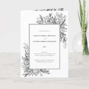 Programme Mariage de verdure blanche et noire pliée