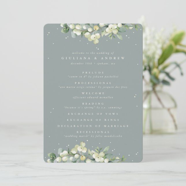 Programme Mariage d'hiver au vert Seafoam + Eucalyptus (Debout devant)