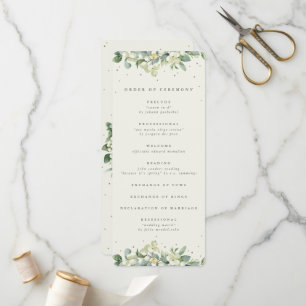 Programme Mariage d'hiver élégant Crème et Chèvrefeuille+Euc