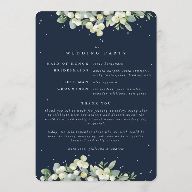 Programme Mariage d'hiver Elégant Marine Snowberry+Eucalyptu (Dos)
