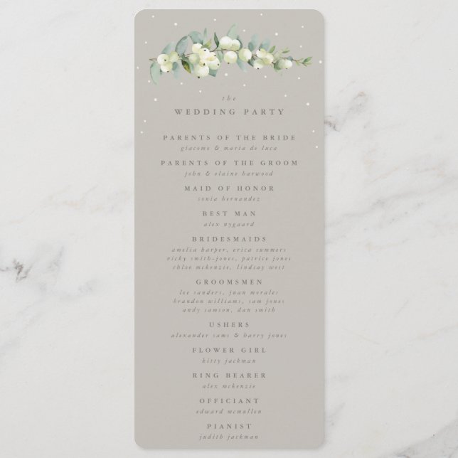Programme Mariage d'hiver Greige Snowberry+Eucalyptus (Dos)