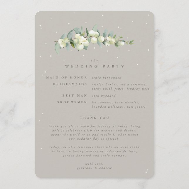Programme Mariage d'hiver Greige Snowberry+Eucalyptus (Dos)